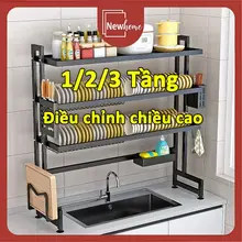 Kệ rửa chén đa năng 1/2/3 tầng Newhome Thép carbon sơn tĩnh điện Chậu đơn/dôi đều dùng Tiện Lợi Dễ Lắp Đặt