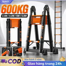 Thang Rút Nhôm Inox Chữ A Nhập Khẩu Thang gấp gọn dễ mang Lớp phủ chống gỉ Tải trọng 600KG